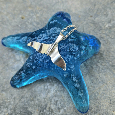 Silver Whale Tail Pendant - Sterling Silver