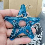 Blue Fused Glass Star Christmas Decoration