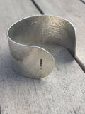 Wide Hammered Sterling Silver Cuff Bracelet - Hallmarked