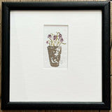 Fritillary Pot - Original Framed Miniature Botanical Ink Painting