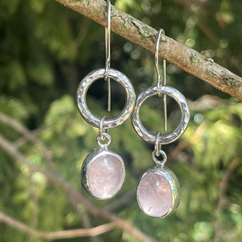 rose quartz drop earrings