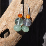 Fluorite, amazonite and carnelian earrings