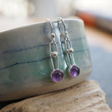 Amethyst & Silver Dangle Drop Earrings