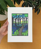 Walk through the Bluebell Wood  Vanessa Stone artist & illustrator A4 print