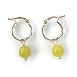 Serpentine Gemstone Silver Huggie Earrings