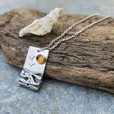 Silver Coastal Pendant With Amber sun