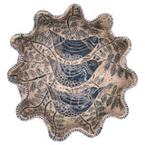 Ceramic Fluted Green Sgraffito Three Birds Bowl - W