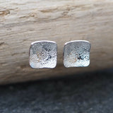 Square silver Stud Flower Earrings