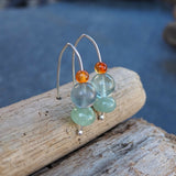 Fluorite, amazonite and carnelian earrings