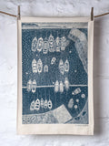Organic Cotton Tea Towel with End of the Day, Portscatho Lino Print