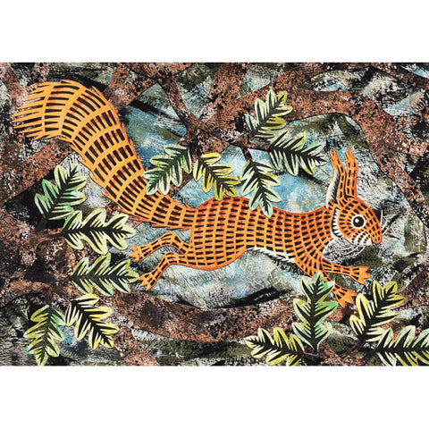 Gerrard Hobson, Squirrel Foraging, Fine Art Printmaker's Greeting Card