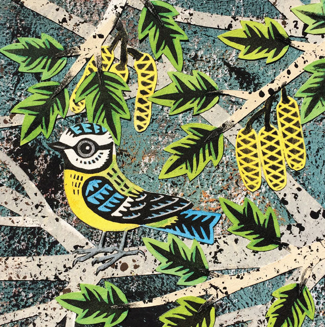 Gerrard Hobson, Blue Tit, Fine Art Printmaker's Greeting Card