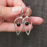 Silver and Black Onyx Tear Drop Dangle Earrings
