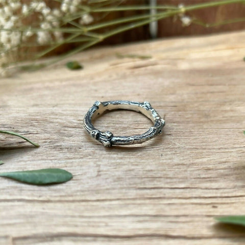 Sterling Silver Twig Ring - Handmade from an actual twig