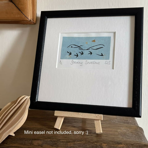 Soaring Swallows Linocut Print