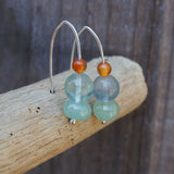 Fluorite, amazonite and carnelian earrings