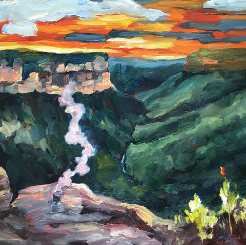 April White, Morning Coffee (Camping), Fine Art Greeting Card 