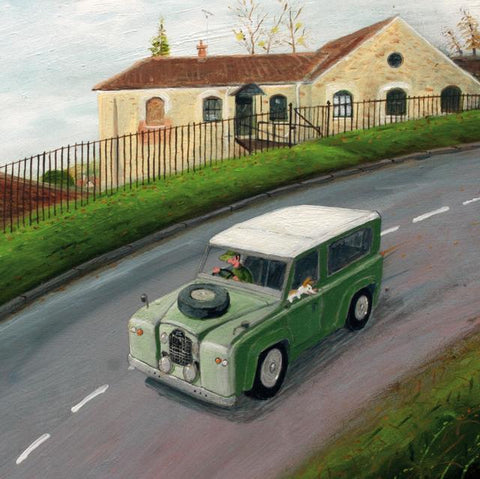 Chris Williamson, Riding Shotgun (Landrover), Blank Art Greeting Card