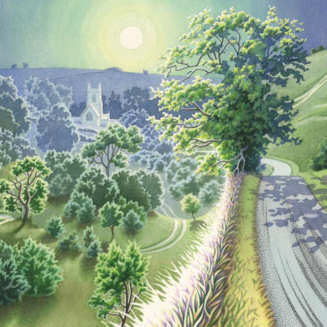 David Alderslade, Village Evening, Fine Art Card