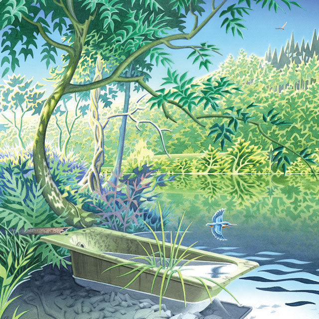 David Alderslade, Bird Bath, Fine Art Greeting Card