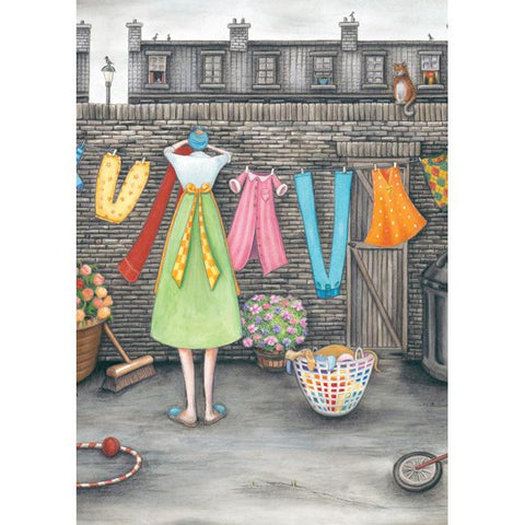 Dotty Earl, The New Dog basket, Fine Art Greeting card, Blank Inside