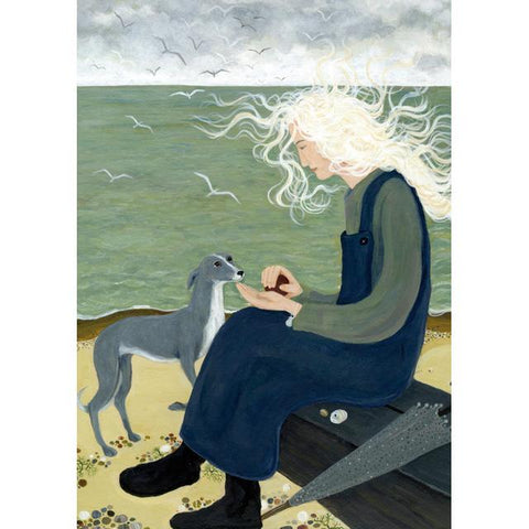 Dee Nickerson, Playing Ball (Dog) Fine Art Card