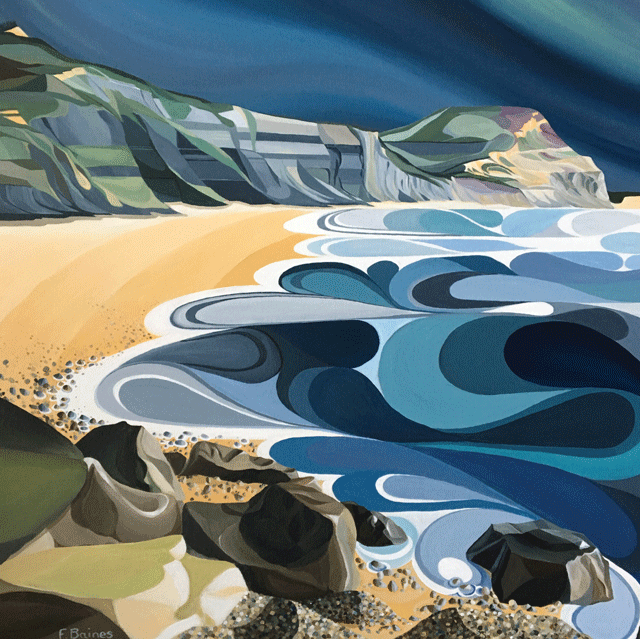 Faye Baines, Fossil Beach, British Art Greeting Card