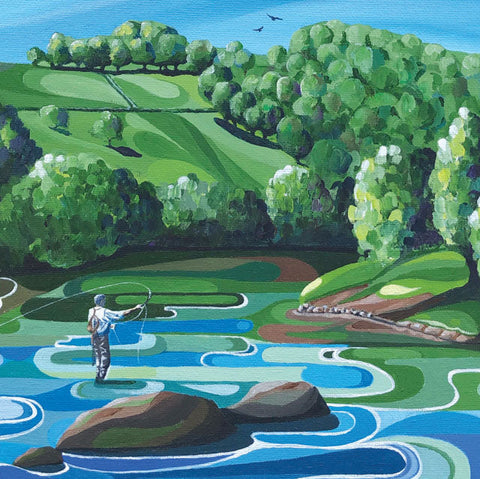 Faye Baines, Casting (Fishing), FIne Art Greeting Card