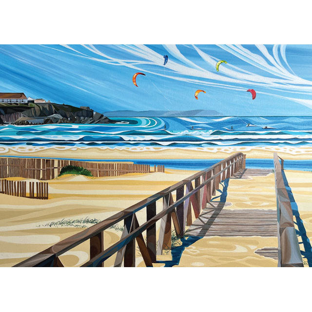 Faye Baines, KIte Surfing, Fine Art Card