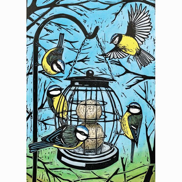 Jane Dignum, At The Feeder, Fine Art Greeting Card