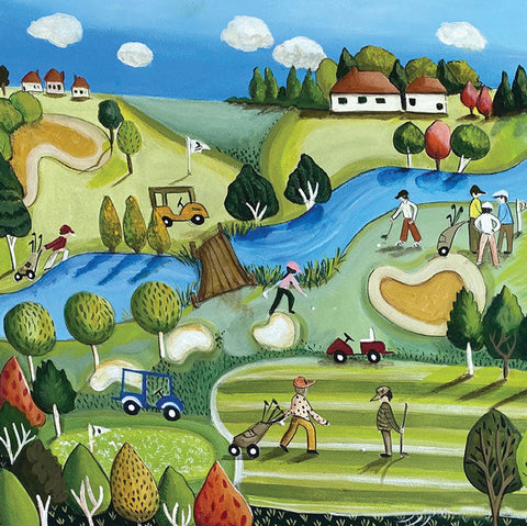 Lizzy Newcomb, A Fine Day For Golf, Blank Art Card