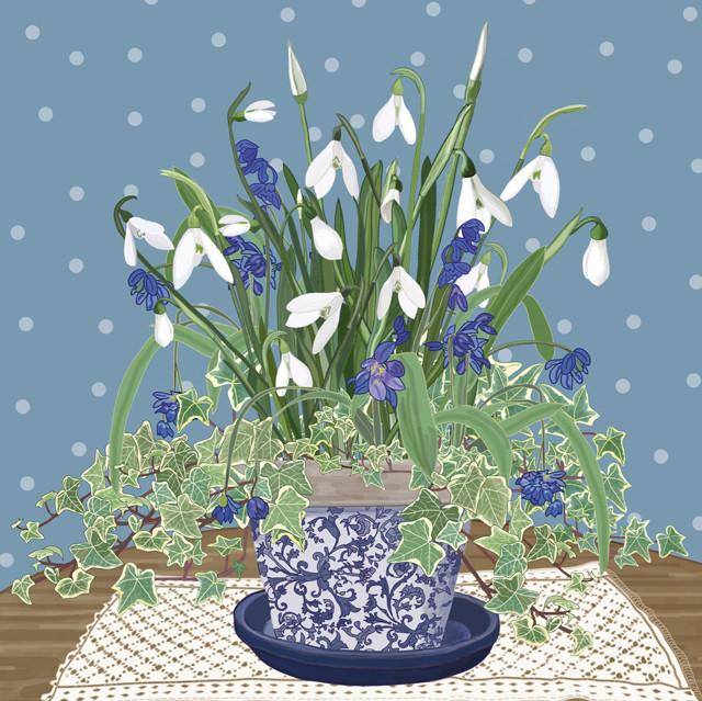 Mig Wyeth, Snowdrops and Scillas, Art Card