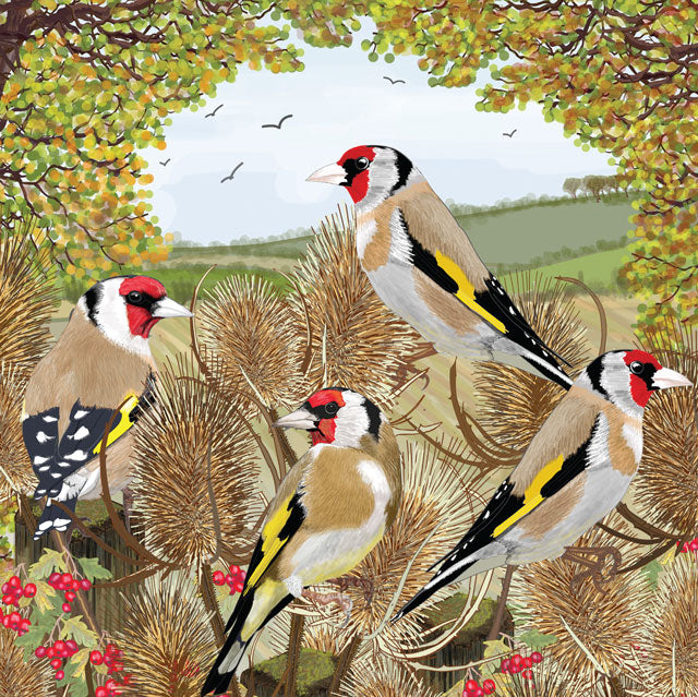 Mig Wyeth, Charming Goldfinches, Blank Art Card