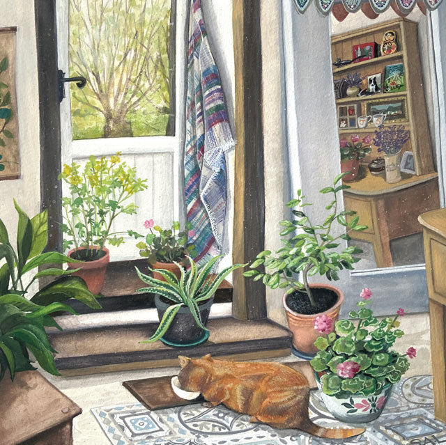 Sarah Latham, By The Hayloft Door, Blank Art Card