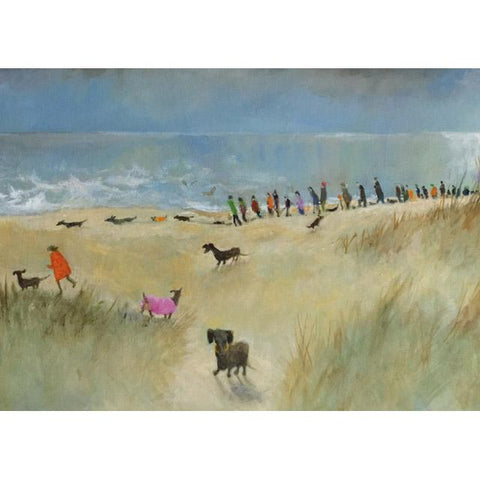 Tessa Newcomb, Sausage Walk, Fine Art Greeting Card