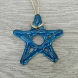 Blue Fused Glass Star Christmas Decoration