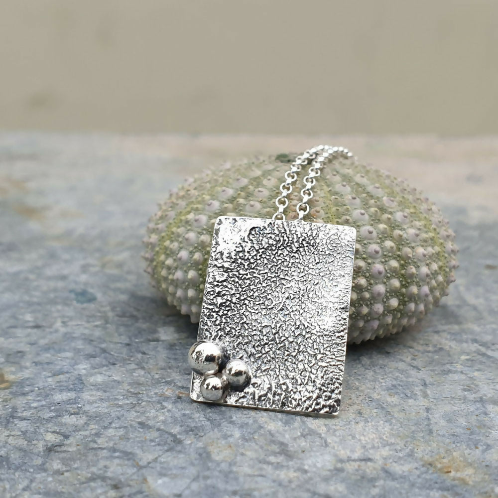 Rectangular Textured Silver Pendant
