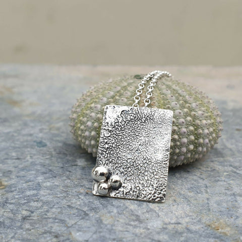 Rectangular Textured Silver Pendant