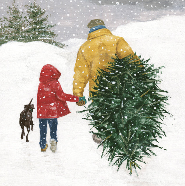 Helen Braid, Bringing Home The Tree, Fine Art Greeting Card