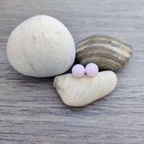 Powder Pink Glass Silver Stud Earrings