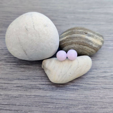 Powder Pink Glass Silver Stud Earrings