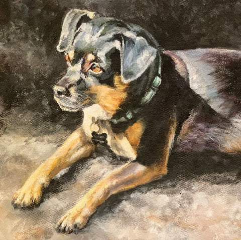 Helen Eaton, Waiting For Walkies, Fine Art Greetings Card