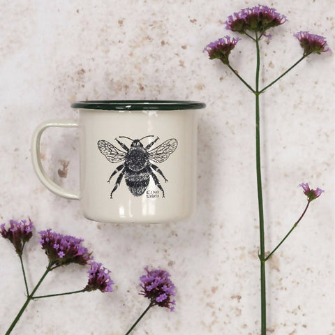 Cream Enamel Mug with Bee Design