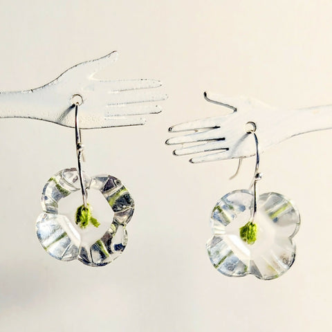 Vintage Czech Crystal Glass Button Earrings