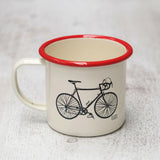 Cream Enamel Mug with Bicycle Design 2