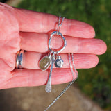 Sea Glass Molten Silver Cluster Necklace