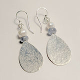 Sterling Silver, Cultured Pearl & Kyanite Earrings