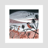 Winter Bullfinch - Original Lino Print