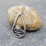 Teardrop Silver Coastal Pendant with Brass Sun