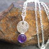 Flower Amethyst Silver Pendant Necklace